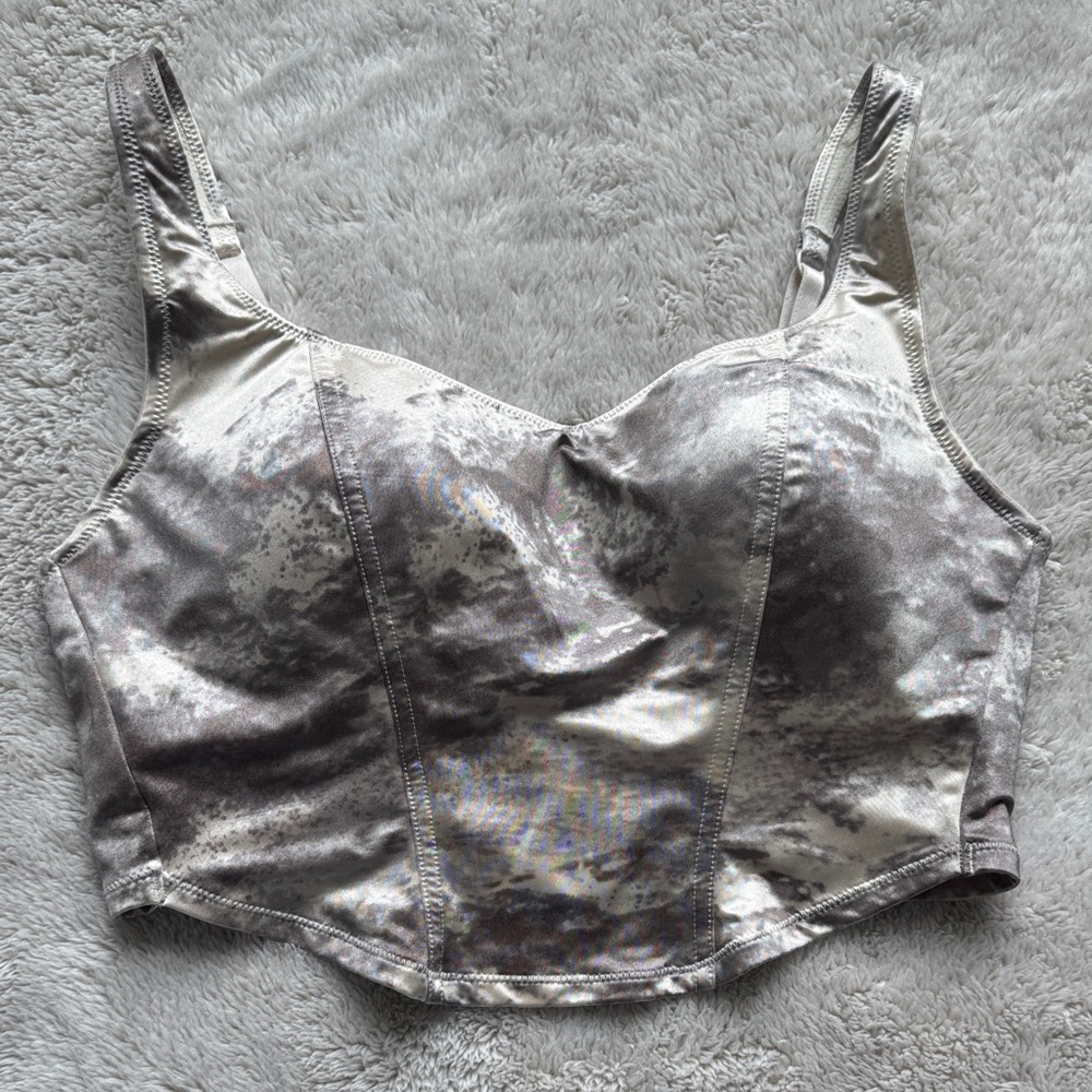 Metallic Silver Crop Top